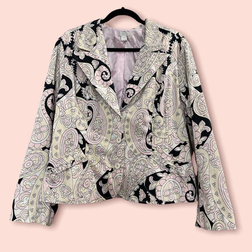 Lapis Paisley Floral Blazer Black Pink X-Large